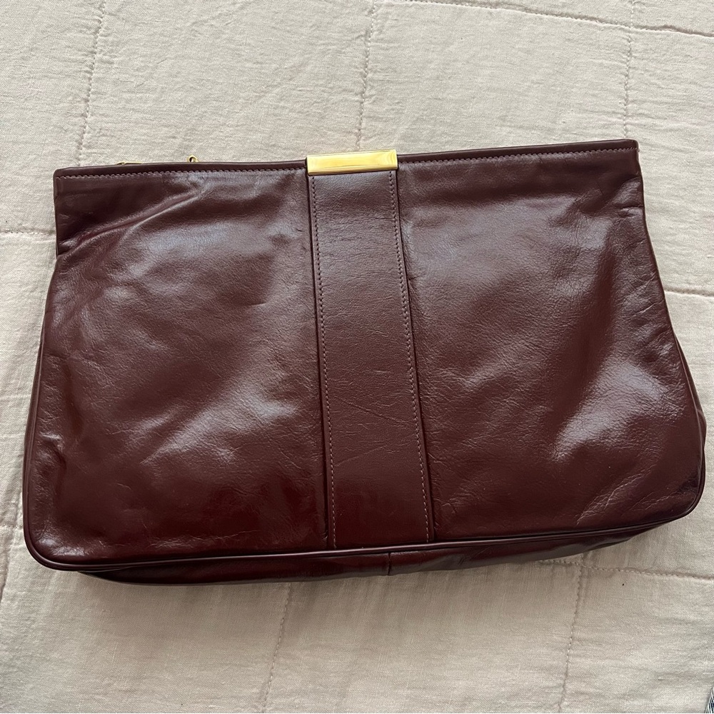Vintage Brownish/Red Leather Clutch